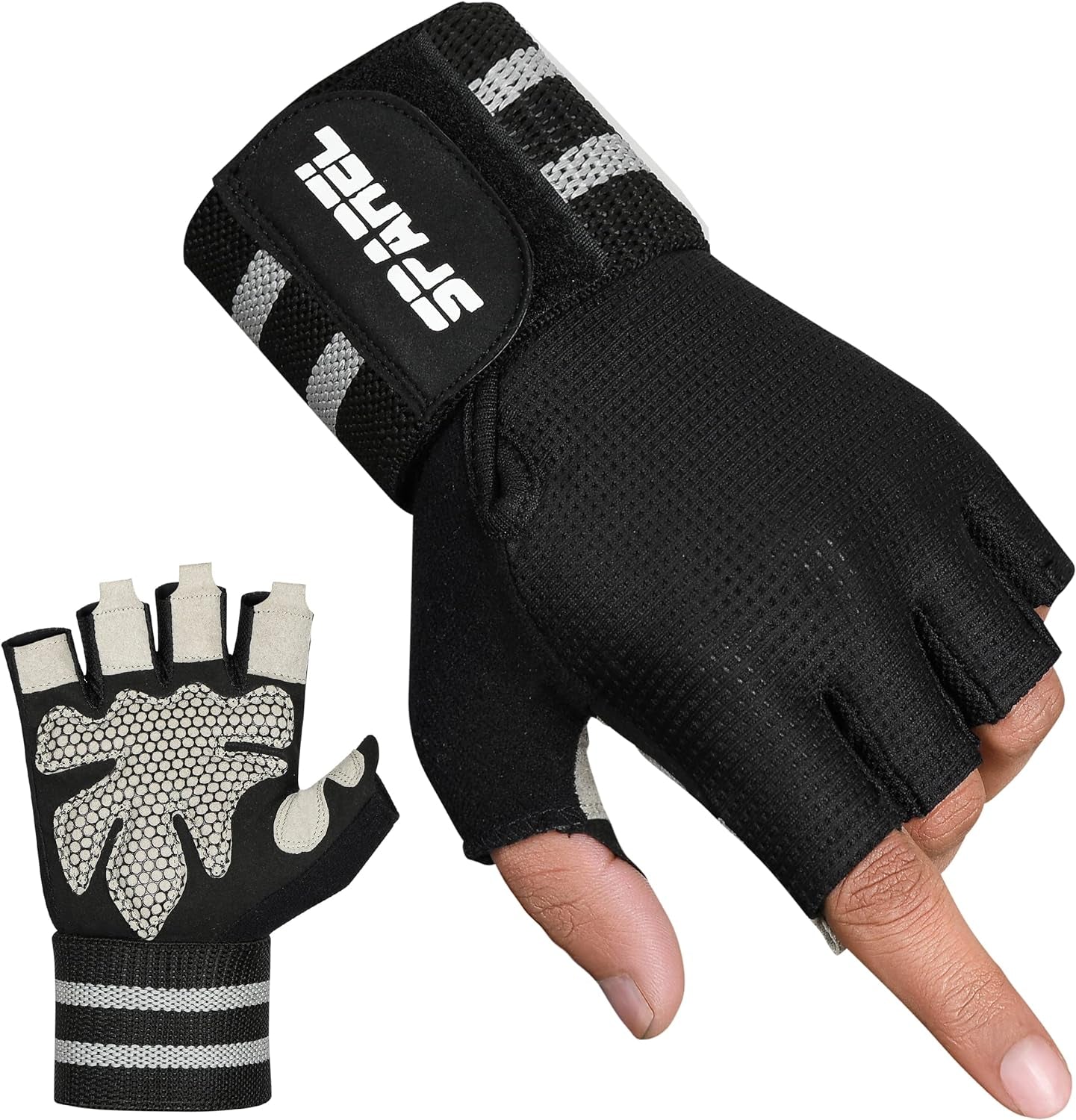 Workout Gloves for Men with Wrist Wrap Support Weight Lifting Gloves for Men, Gym Gloves, Ventilated Back Weightlifting Gloves with Palm Protection for Lifting, Training, Fitness and Exercise