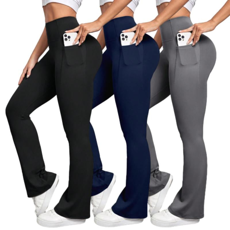 Womens Flare Yoga Pants Bootcut Leggings High Waisted Flares Bottom Workouts Pants with Pockets