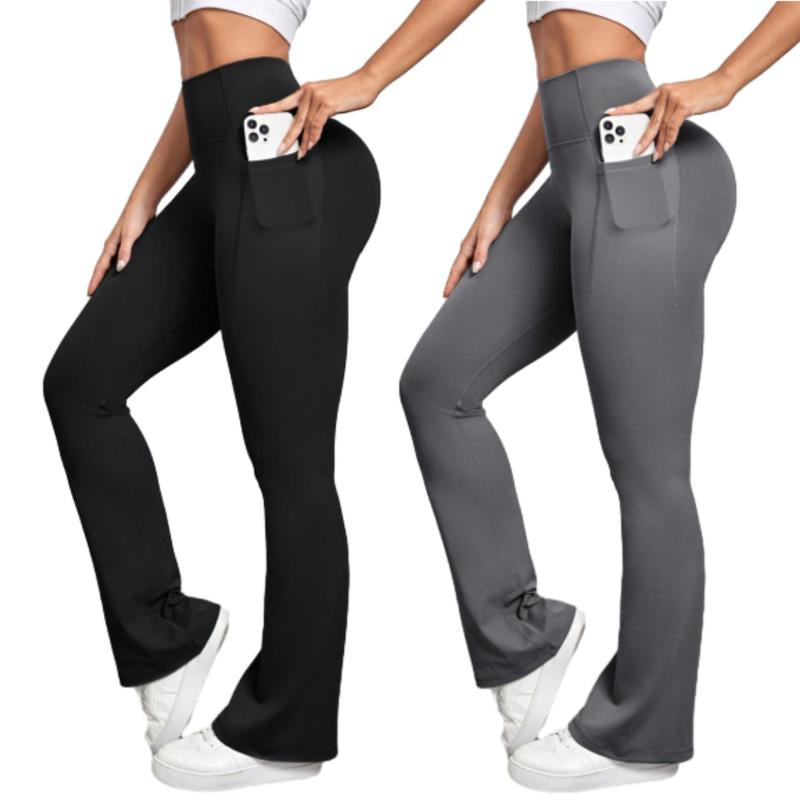 Womens Flare Yoga Pants Bootcut Leggings High Waisted Flares Bottom Workouts Pants with Pockets