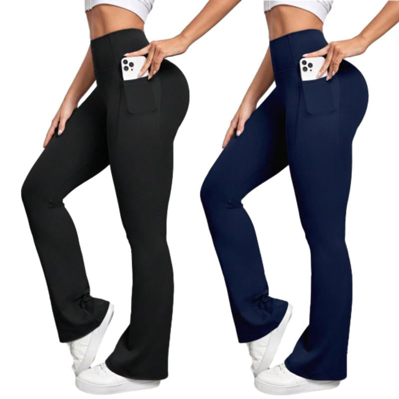 Womens Flare Yoga Pants Bootcut Leggings High Waisted Flares Bottom Workouts Pants with Pockets